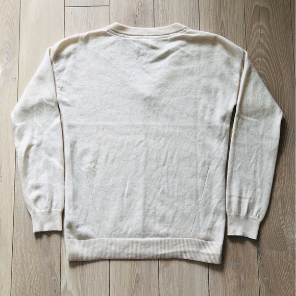 French Brand Marie Sixtine 100% Cashmere V Neck Sweater in Cream Size M - Picture 3 of 11